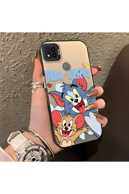 Redmi 9C/10A Compatible Cute Cartoon Cat and Mouse Case, Shock-Absorbing Structure, Matte Texture