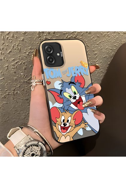 Samsung Galaxy A07 4g Compatible Cute Cartoon Cat and Mouse Case, Shock Absorbing Structure, Matte Texture