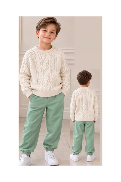 Men's Gabardine Pants and Knitwear Sweater Set