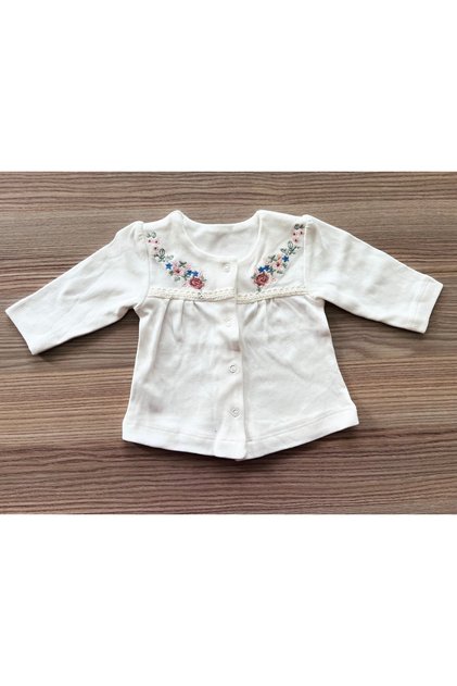 100% Cotton White Color Floral Embroidered Combed Cotton 0-3 Months Baby Girl Jacket/Cardigan/Top Clothing Bodysuit/Leotard