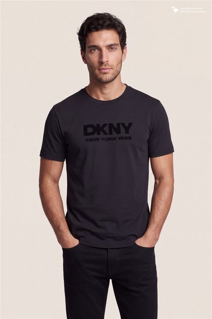 Flok Logo Tee Erkek Bisiklet Yaka T-Shirt Siyah