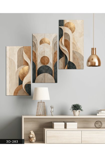 Round Patterns Abstract Art 3-Piece Mdf Painting