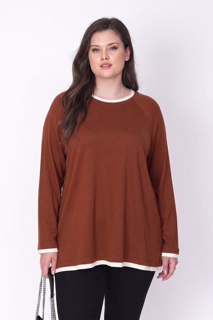 Contrast Color Thin Knitted Blouse