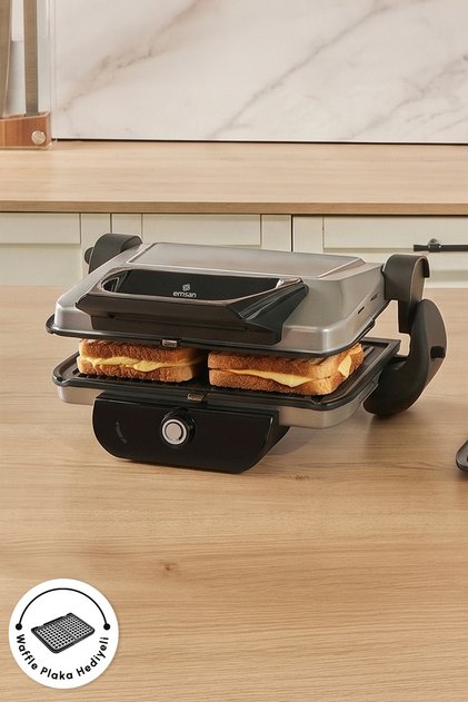 Future Combo Tost Makinesi Ekstra Waffle Plaka Hediyeli Silver