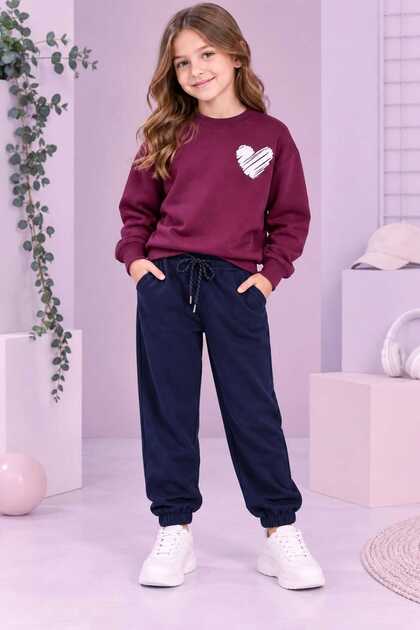 Girl's Cotton Lycra Seasonal Non-Slip Bottom and Top Tracksuit Two-Piece Set