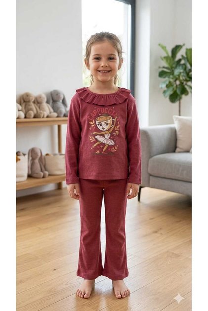 Girl's Tights and Ruffle Collar Detailed Set