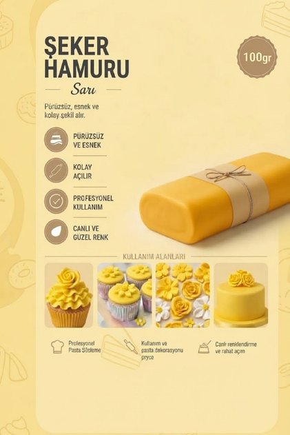Lizya Gıda Şeker Hamuru Sarı 100 gr