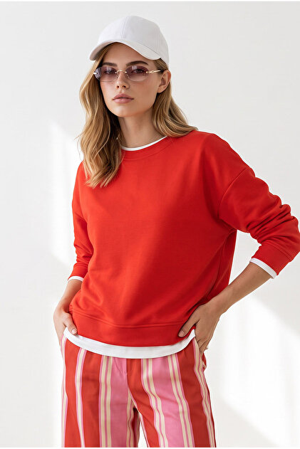 Women's Red Garnished Soft Textured Flowy Blouse Blz-19003474