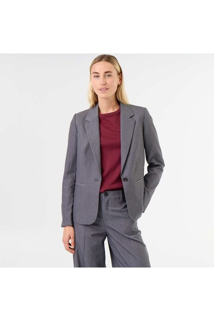 Long-Sleeved Tailored Jacket Grey
