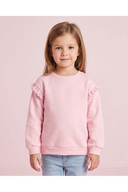 Girls Pink Frilled Sweatshirt