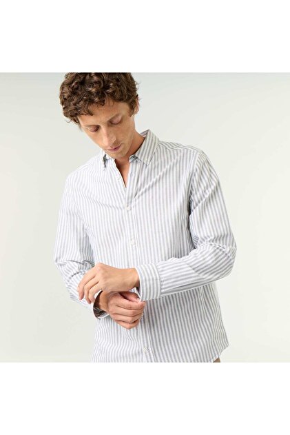 Striped Shirt With Button-Down Collar Green