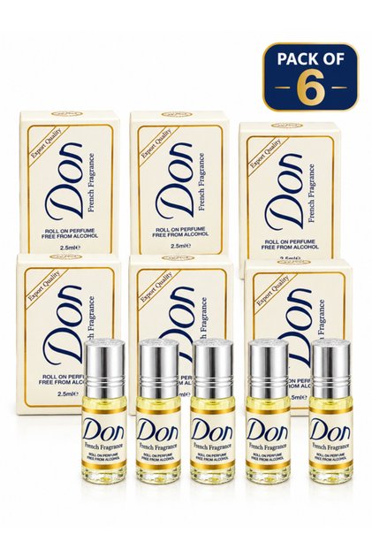 French Fragrance Roll On Perfume Oil Attar, Alcohol-Free, Small Size 2.5 ml × 6, Unisex PACK OF 6