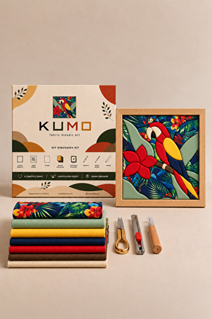 Parrot Kinusaiga Hobby Kit – Seamless Fabric Mosaic Art DIY Kit – 20 X 20cm