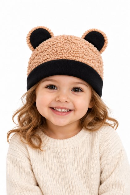 Children's Plush Eared Beret Soft Textured Warm Winter Baby and Kids Hat Pink
