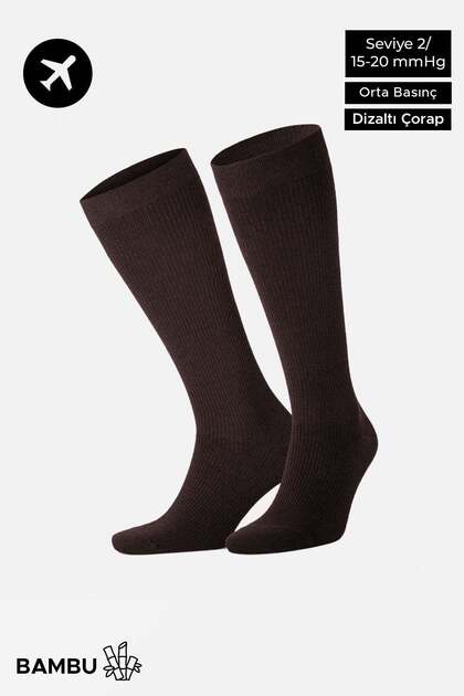 Unisex Bamboo Flight and Pilot Knee Socks with Special Firming Technology Brown