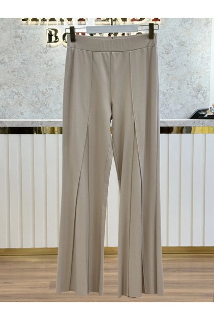 SZ-5548-B BEJ PAÇASI ÜÇGEN DETAYLI ÇELİK ÖRME PANTOLON