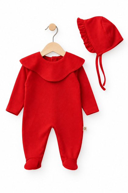 My First Christmas Newborn New Year's Concept Christmas Hat Jumpsuit Baby Girl Gift Outfit Red