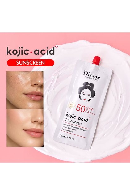 Kojic Acid Sakura Sunscreen SPF 50 PA+++ – High Protection Facial Sunscreen, Brightening & Hydrating Sun Cream, 50g