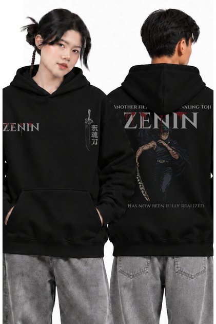 Unisex Jujutsu Kaisen Maki Zenin Back Printed Hooded Sweatshirt, Oversized Anime Themed Hoodie