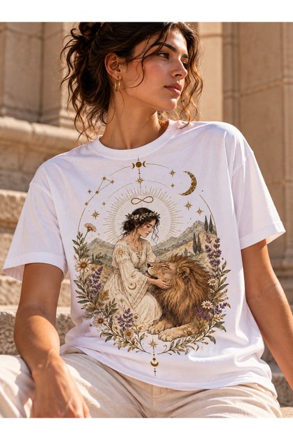 Ezo Heart of the Lion | Tarot Inspired 100% Cotton Oversize Printed T-Shirt