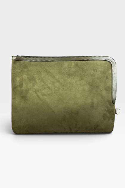 Kadın Laptop & Tablet Uyumlu Süet El Çantası Fermuarlı Bilgisayar Çantası Bilek Askılı Günlük Çanta Clutch Çanta El portföyü