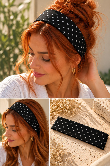 Polka Dot Cotton Flexible Hair Band