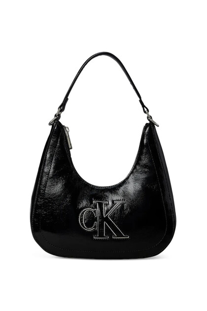 Kadın CK Logo Detaylı Omuz Askılı Siyah Çanta