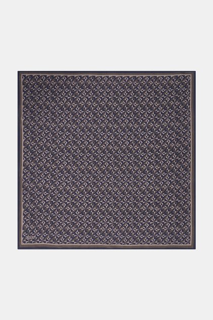 Lyocell-Schal mit geometrischem Muster in Marineblau-Grau