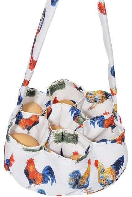 Egg Collecting Basket,7-Pouch Canvas Organizer with Handle,Portable Egg Holder for Farm and Kitchen