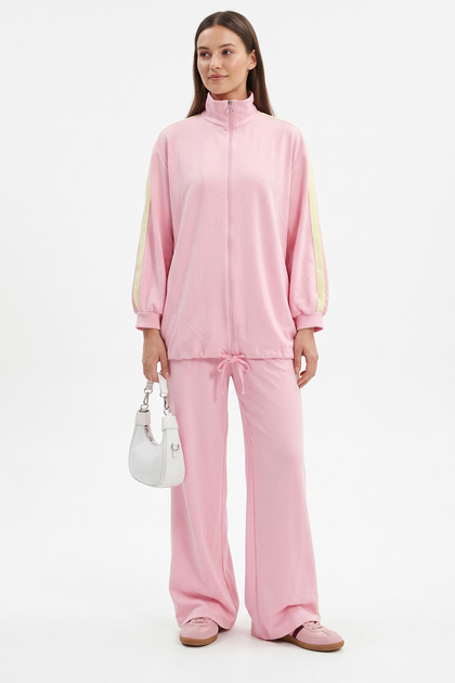 High Collar Striped Suit 24282 - Pink