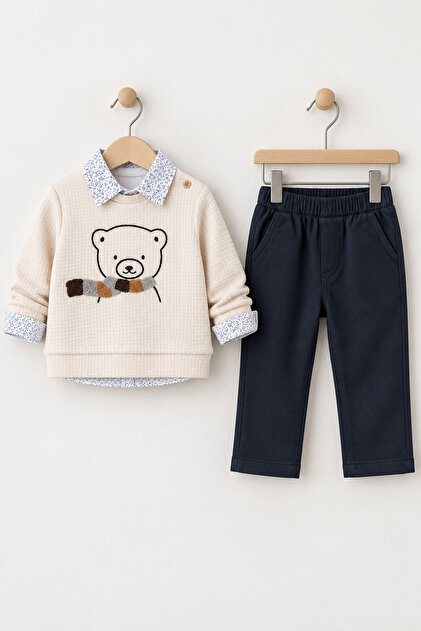Baby Boy 3-Piece Winter Set Combination Sweatshirt Shirt Pants