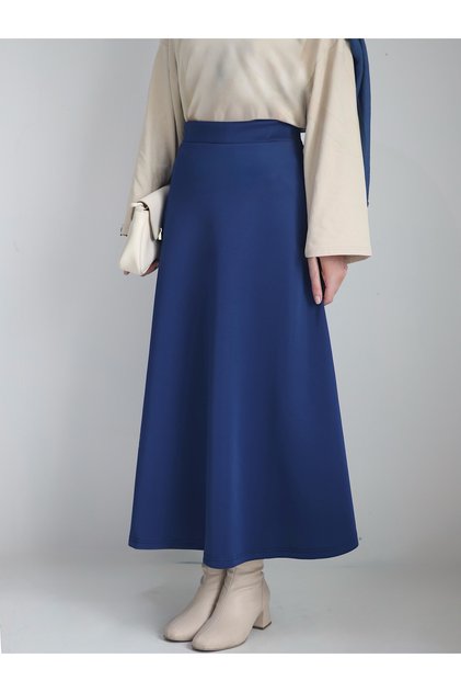 Scuba Flared Skirt - Ld - Light Navy Blue