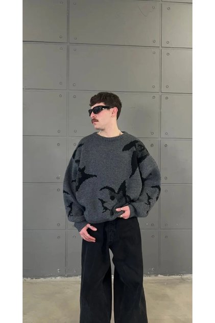 Symbo Oversize Premium Yıkamalı Triko Kazak