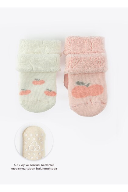 Organic Apple 2-Piece Towel Socks Pink