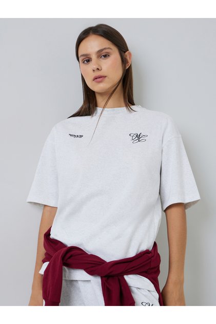 Grey Printed Oversized T-Shirt