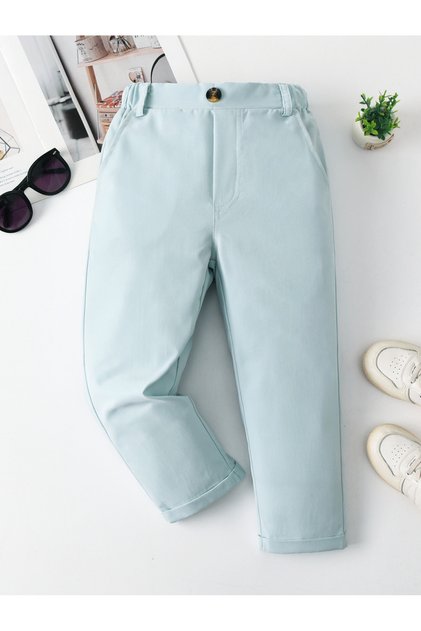 Kids Light Green Solid Pants
