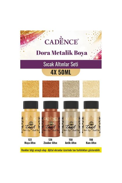 4X50ML Dora Metalik Akrilik Boya - Sıcak Altınlar Seti