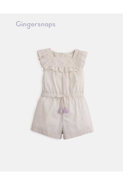 Girls Ruffled Waist Tie Jumpsuit