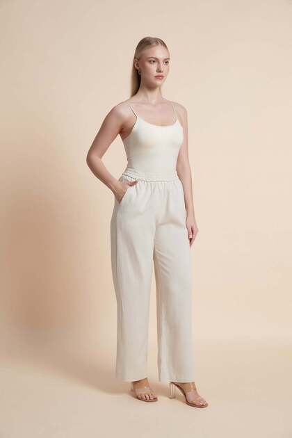 Women's Plain Wide-Leg Long Trousers