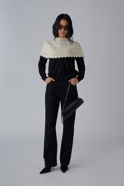 Ecru Openwork Knitwear Collar