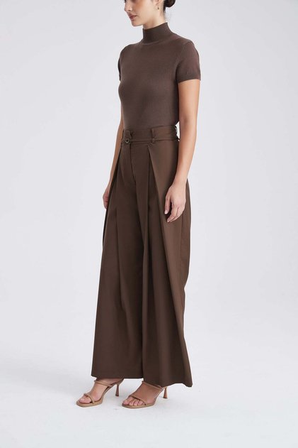 Plain Pleated Long Trousers