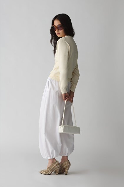 White Roen Pleated Shalwar Trousers