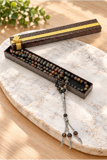 Natural Stone Agate Gift Prayer Beads - 99 Pieces - Sphere Cut - Brown