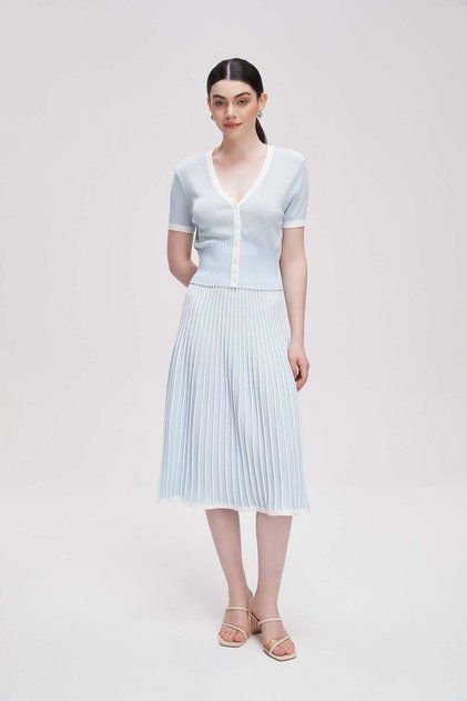 Plain Ribbed Midi Skirt