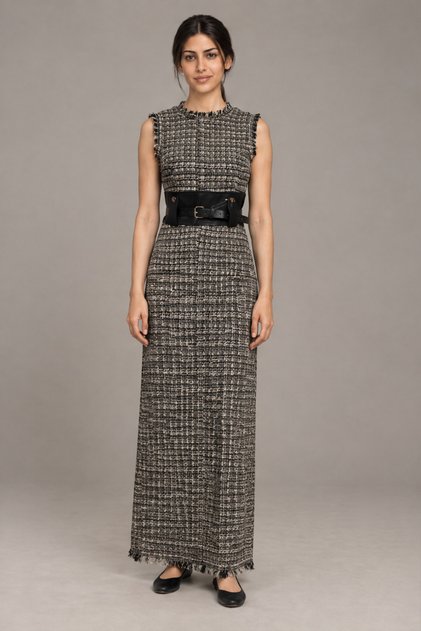Sleeveless Checkered Maxi Dress