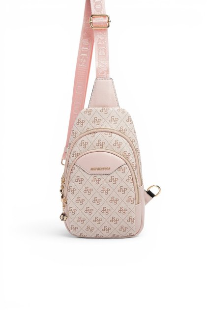Pembe - Pudra Monogram Kadın Vücut Çantası SP959