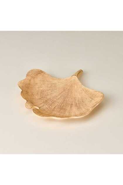 Deco Biloba Yaprak Dekoratif Obje - Bej - 22 cm