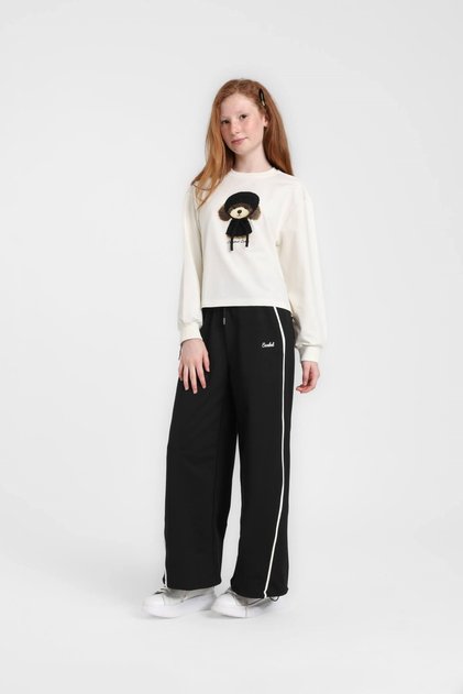 Girl's Printed Tracksuit Set 9-14 Years Black