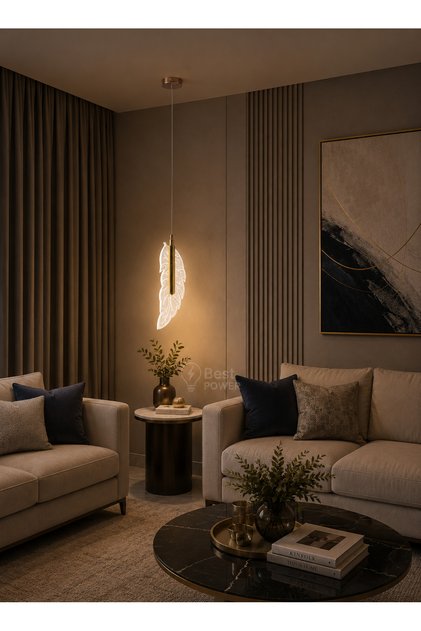 Modern Led Single Pendant Chandelier Gold Crystal Feather Design 3 Lights - Luxury Ceiling Light (Model 6338-1P)