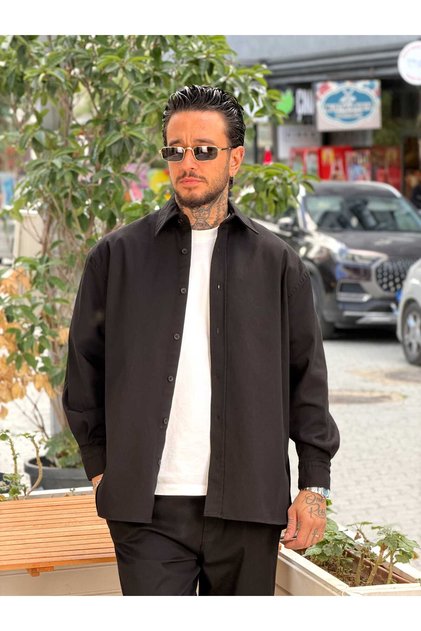 Giesto Gabardin Shirt Pants Set Black